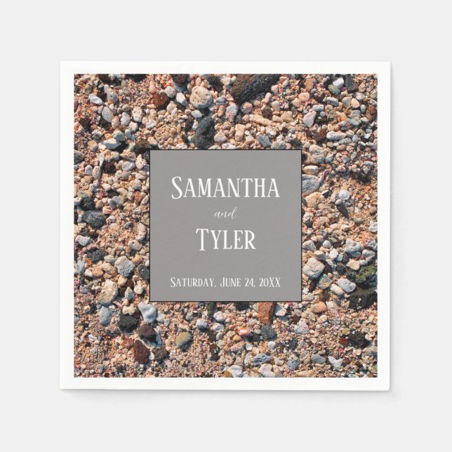 Seashore Coral Sand & Snäckas, Modern Beach Weddin Pappersservett (Framsidan)