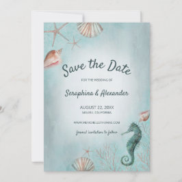 Seashore | Korall för bågblå vattenfärgssegeler Spara Datumet