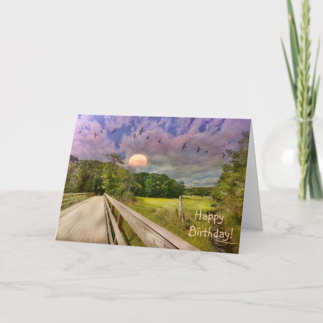 Seashore Marsh Sunset Birthday Kort (Framsida)