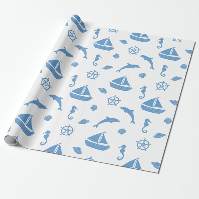 Seashore och Nautical Presentpapper (Utrullad)