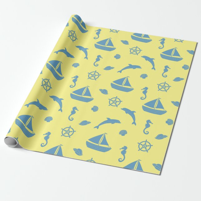 Seashore och Nautical Presentpapper (Utrullad)