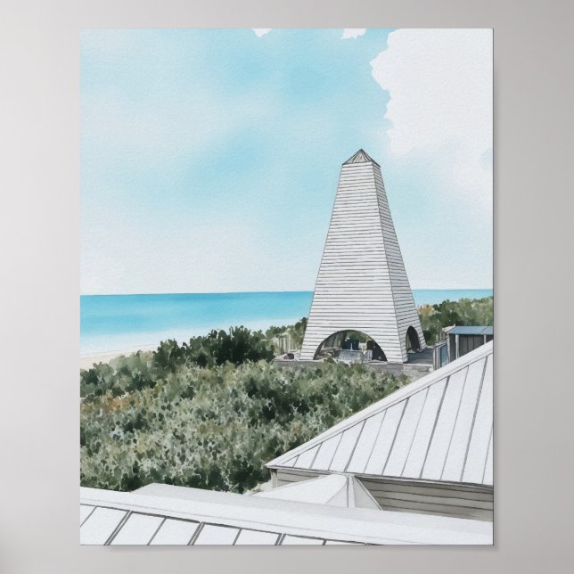 Seaside 30A Florida Watercolor Poster (Framsidan)