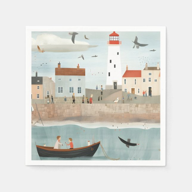 Seaside and Lighthouse Napkins Pappersservett (Framsidan)