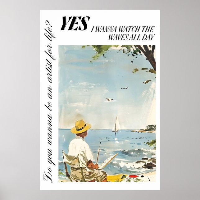 Seaside Artist Poster Ocean View Wall Art (Framsidan)