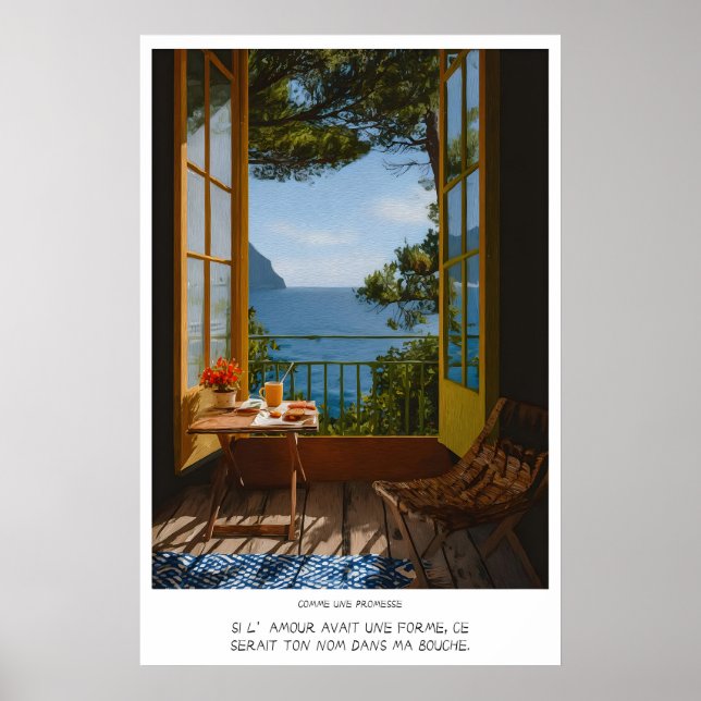 Seaside Balcony Wall Art Print - Romantic Morning Poster (Framsidan)