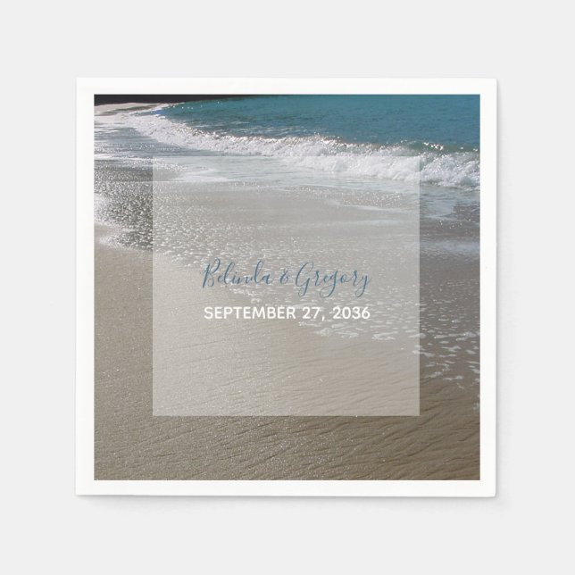 Seaside Beach & Sand Bröllop Pappersservett (Framsidan)