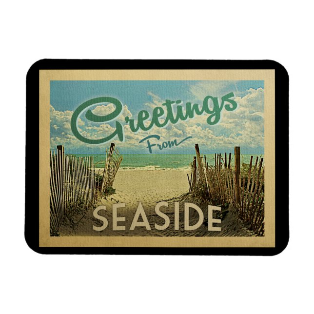 Seaside Beach Vintage resor Magnet (Horisontell)