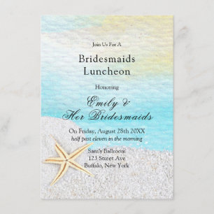 Seaside Beach White Sand Bridesmaids Luncheon Inbjudningar