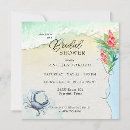 Seaside Blue Crab Tropical Bridal Shower Inbjudningar