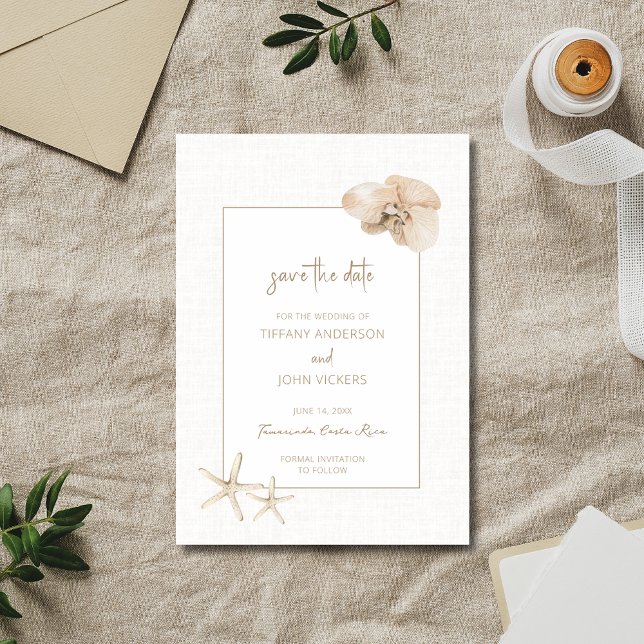 Seaside Bröllop spara datum Spara Datumet (Coastal Elegance Seaside Wedding Save the Date)