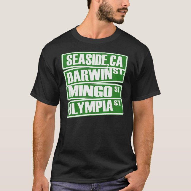 Seaside, California (Darwin, Mingo, Olympia) - Tee Shirt (Framsida)