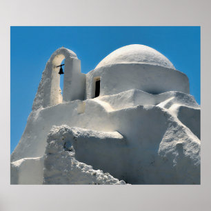 Seaside Church i Mykonos, Grekland Travel Poster