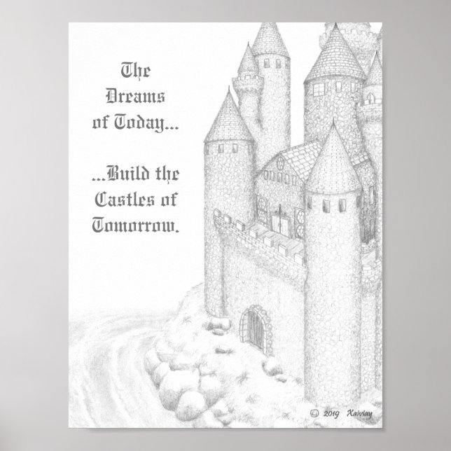 Seaside Cobblestone Castle (med Anpassade Text) Poster (Framsidan)