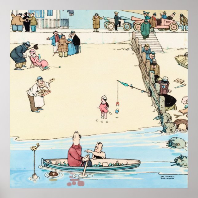 "Seaside Crime" av W Heath Robinson Poster (Framsidan)