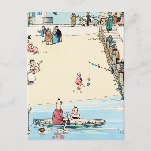 "Seaside Crime" av W Heath Robinson Vykort (Framsida)
