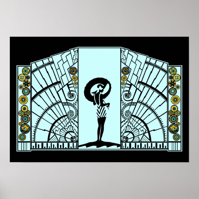 Seaside Deco - Aqua & Gult - Skriv ut/Poster Poster (Framsidan)