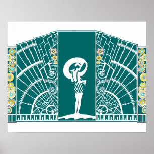 SEASIDE DECO i Turkos och Gult Poster