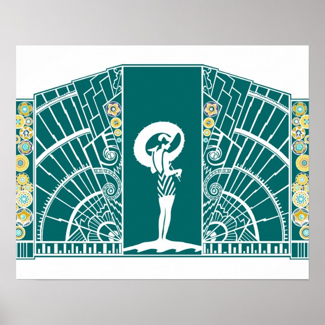 SEASIDE DECO i Turkos och Gult Poster (Framsidan)