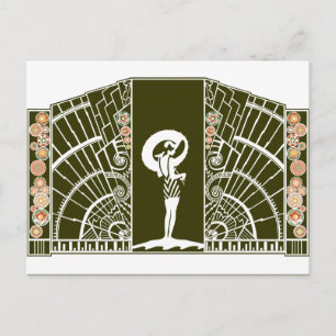 Seaside Deco in Olive and Orange Vykort