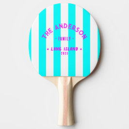 Seaside Electric Retro Cyan Randig & Familjenamn Pingisracket