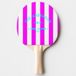 Seaside Electric Retro Rosa Randig & Familjenamn Pingisracket