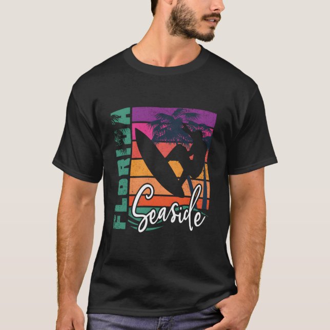 Seaside Florida Beach Surfing Vacation T Shirt (Framsida)