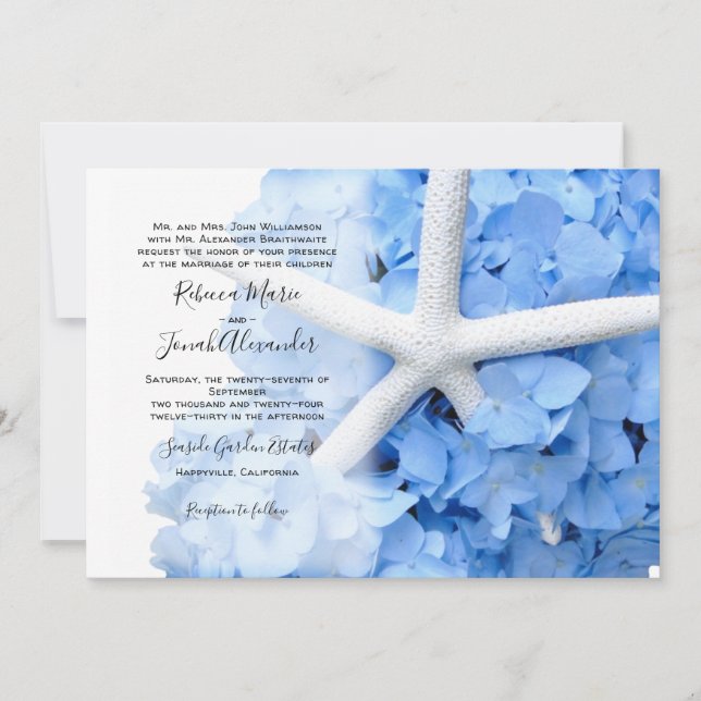 Seaside Garden Parents Namn Kust Bröllop Inbjudningar (Framsida)