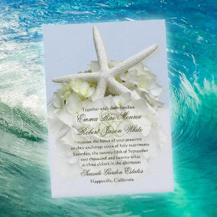 Seaside Garden White Blommigt bröllopsinbjudan Inbjudningar