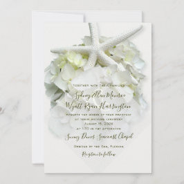 Seaside Garden White Starfish Hydrangea Bröllop in Inbjudningar