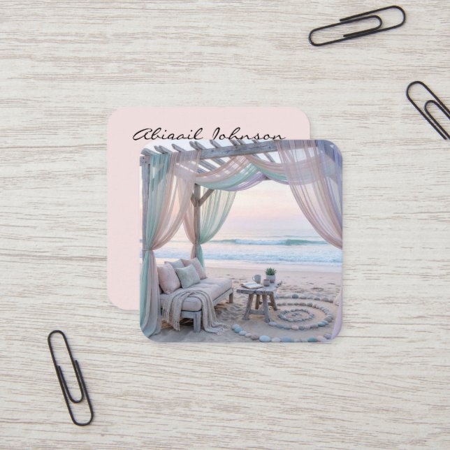 Seaside Gazebo With Couch Fyrkantigt Visitkort (Fram/Back In Situ)