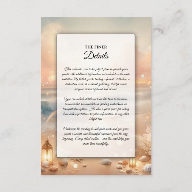 Seaside Gnistra och Sunset Dreams Bröllop Tilläggskort (Framsida)