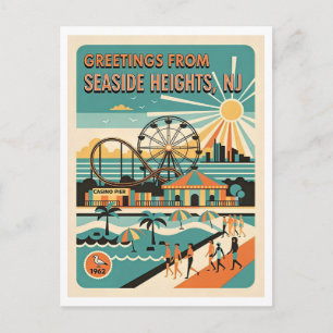 Seaside Heights NJ Retro Jersey Shore Resa Vykort