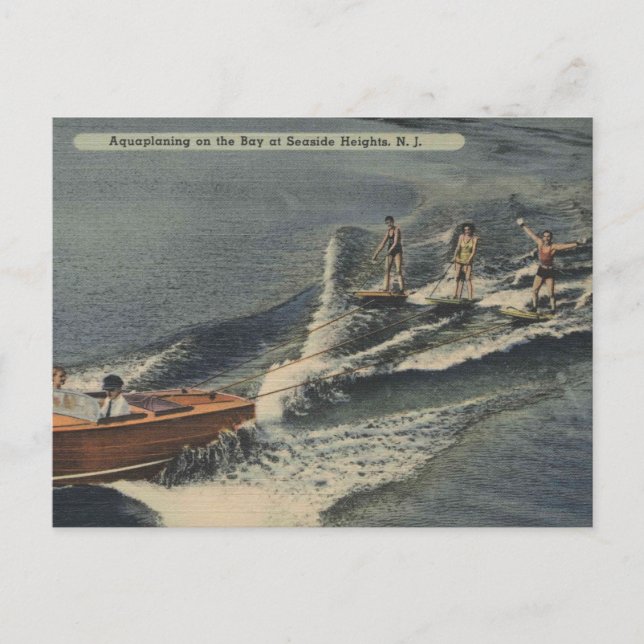 Seaside Heights NJ, Vattenplaning Vatten Skidor 19 Vykort (Framsida)