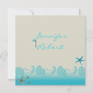 Seaside in Sand and and Aqua Wedding bjudande Inbjudningar