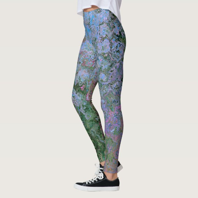 Seaside Inspired Alcohol Bläck Abstrakt Leggings (Vänster)