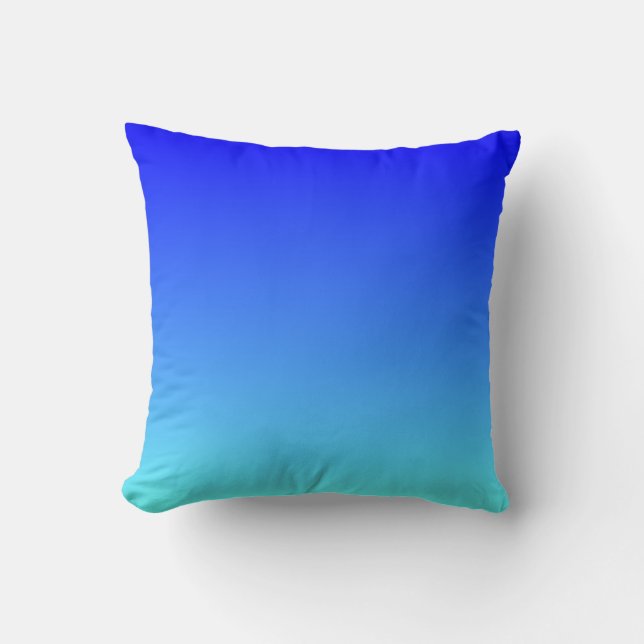 Seaside Light Aqua Bright Blue Ombre Kudde (Framsida)
