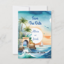 Seaside Love: Summer Beach Wedding Save the Date Spara Datumet
