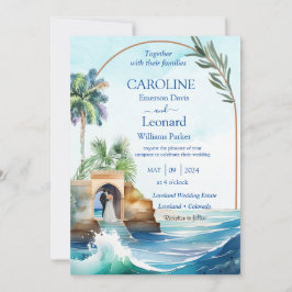 Seaside Love: Tropical Beach Wedding Invitation Inbjudningar