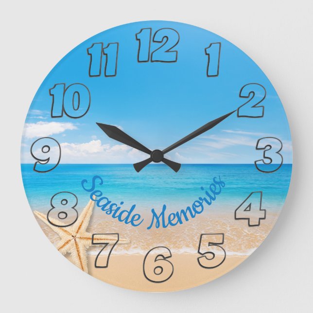 Seaside Memories Round Wall Clock Stor Klocka (Framsida)