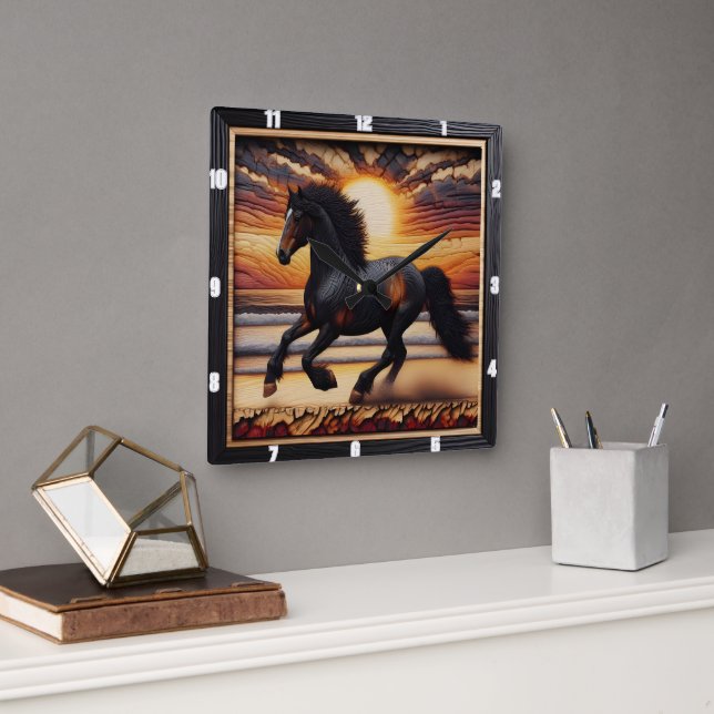 Seaside Morgan Pace: Texturerad charmig design Fyrkantig Klocka (Kontor)