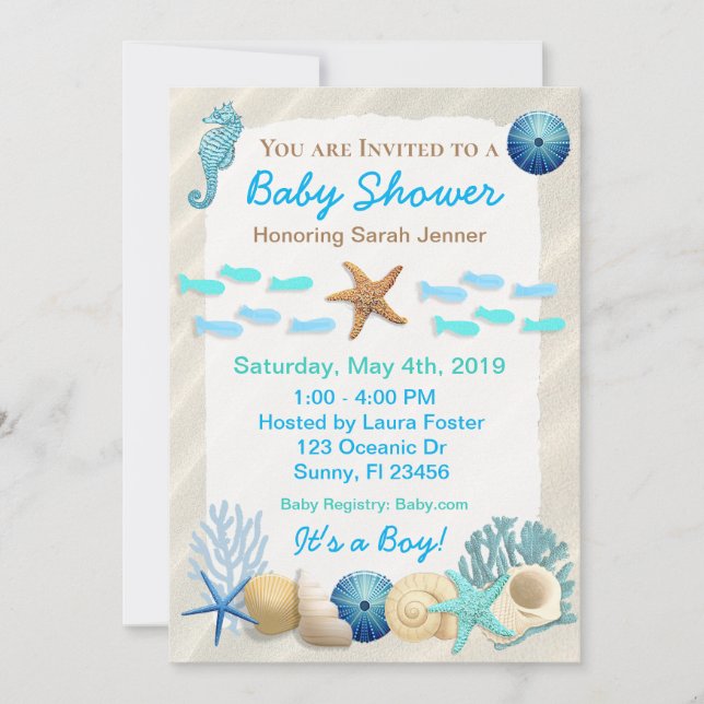 Seaside Oceanic Boy's Baby Shower Inbjudningar (Framsida)