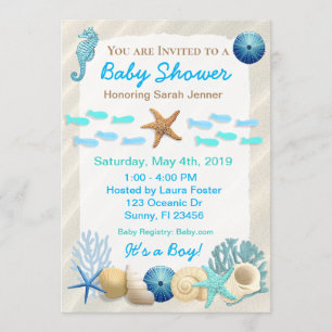 Seaside Oceanic Boy's Baby Shower Inbjudningar