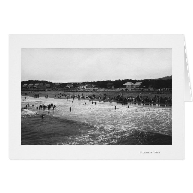 Seaside, Oregon Bathing Hour Beach Scene Hälsningskort (Framsidan Horizontal)