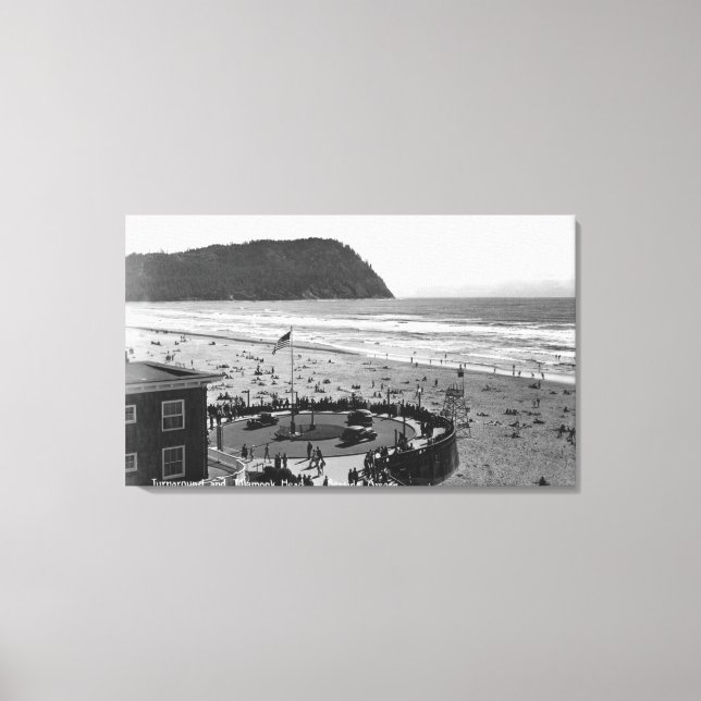 Seaside, Oregon Beach Scene från Luft-foto Canvastryck (Framsida)