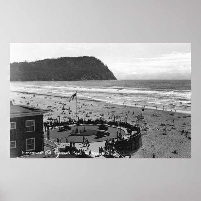 Seaside, Oregon Beach Scene från Luft-foto Poster (Framsidan)