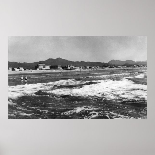 Seaside, Oregon Beach Scene från Vatten Fotografi Poster (Framsidan)