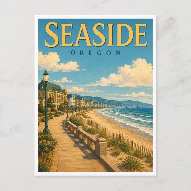 Seaside Oregon Promenade GeoSaga Vykort (Framsida)