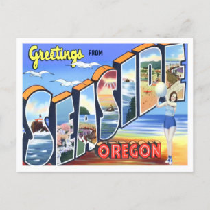 Seaside, Oregon Vintage Big Brev Postcard Vykort