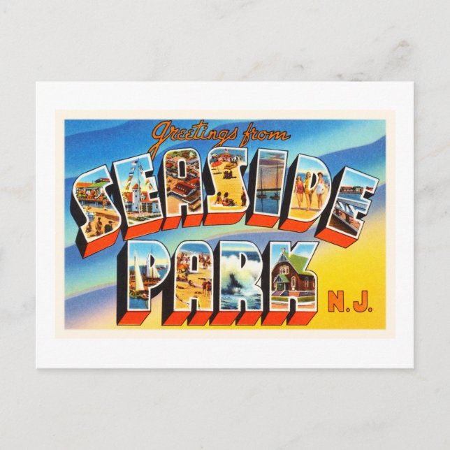 Seaside Park New jersey NJ Gammalt vykort för Vint (Framsida)