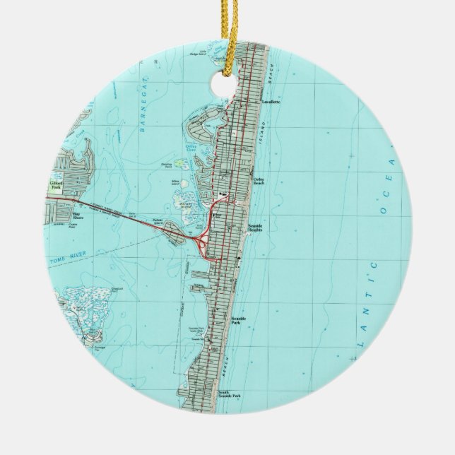 Seaside Park & NJ Shore Karta (1989) Julgransprydnad Keramik (Framsidan)